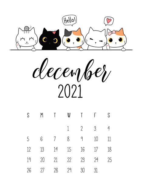December 2021 Calendar Cute